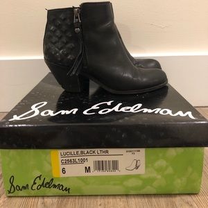 Sam Edelman Lucille Black Leather Booties